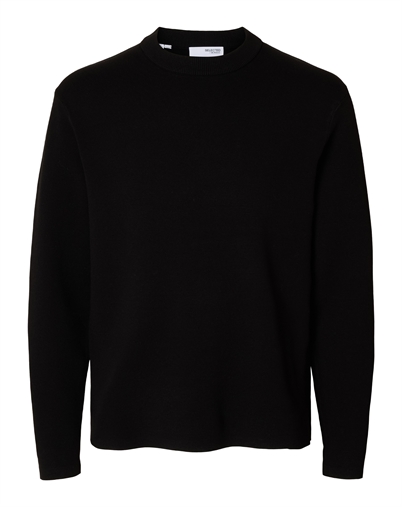 Selected - SLHTeller Relaxed Crew Neck Strik - Black